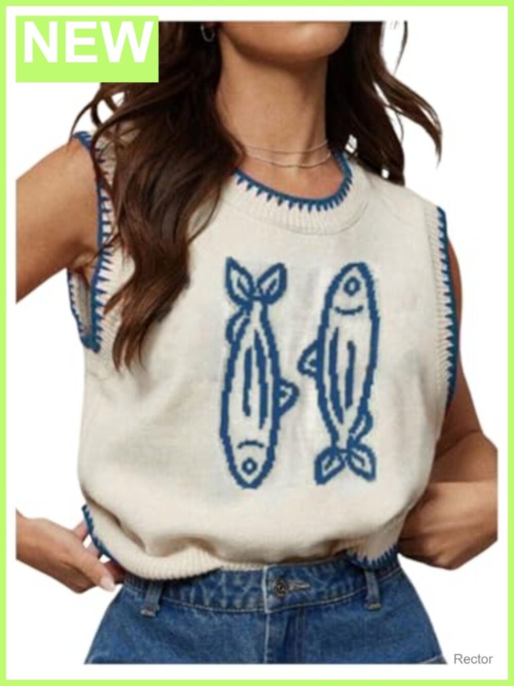 Lobster Crochet Knit Tank Top Sweater Vest Sleeveless Y2K Going Out